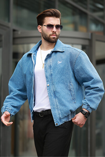 MANMARK Erkek Oversize Denim Kot Ceket MMR-327 – Buz Mavi / Koyu Mavi – İlkba...