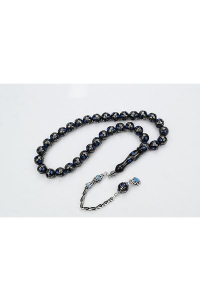 Skygo Oltu Stone Sphere Blue Star Embroidered Rosary