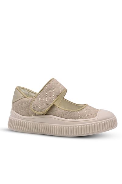 kids A more Luna Girl's Beige Color Daily Linen Shoes