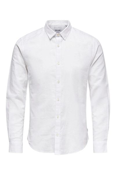 Only & Sons Ανδρικό λινό πουκάμισο Onscaiden Slim Fit 22012321 Λευκό