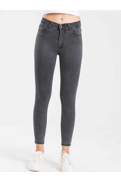 soBasic Pantaloni super skinny afumati cu talie înaltă S.ı.m.s.ı.k.ı Talie înaltă