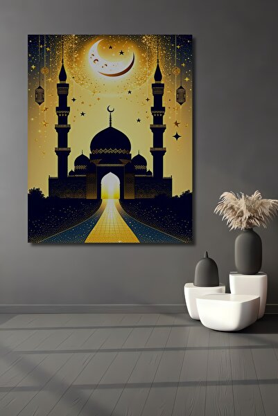 Teona Ahşap Ramazan Ayı Camii Minareleri Yağlı Boya Görünümlü Ahşap Dekoratif...