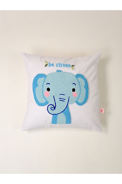 Galia Tasarım Galia Kids Elephant Figured Be Strong Mottolu Animal Figure Punch Throw Față de pernă