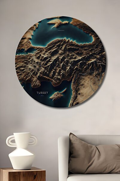 Teona Ahşap Türkiye Rölyef Haritası Yağlı Boya Görünümlü Ahşap Dekoratif Yuva...