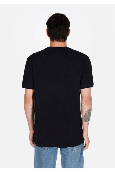 Colin's Regular Fit Round Neck Jacquard Men's Black Short Sleeve T-Shirt