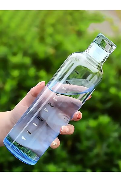 MUKKO HOME 550 ml Borosilicate Glass Water Bottle – with Time Scale, Leak-Proof Lid, 6 Color Options
