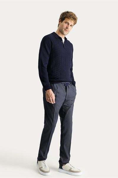 Kiğılı Regular Fit Elastic Waist String Patterned Lycra Trousers