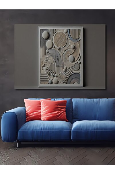Teona Ahşap Minimalist Geometrik Daireler Ahşap Görünümlü Dekoratif Dikdörtge...