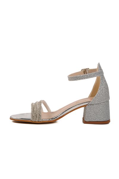 AYAKMOD Sandale pentru fete cu broderie cu piatră argintie 254 RY 6504 F