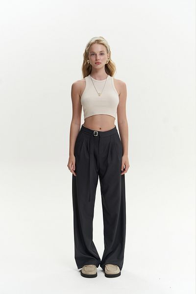 Mai Letizia Belt Detail Anthracite Trousers