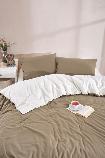 PASIONI طقم غطاء لحاف فردي ناعم مزدوج الوجه - بني