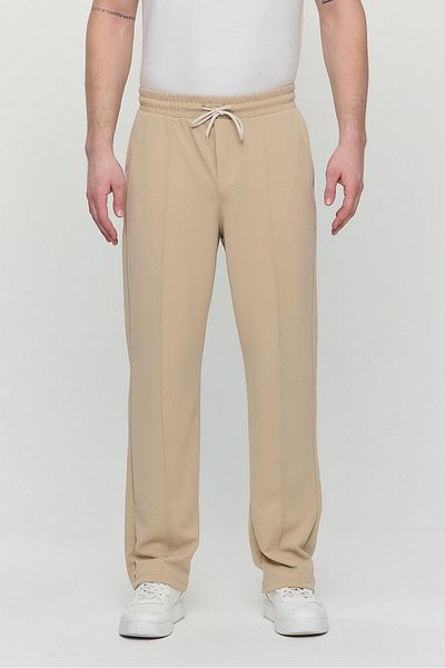 Polo State Men's Palazzo Baggy Casual Pants Ecru