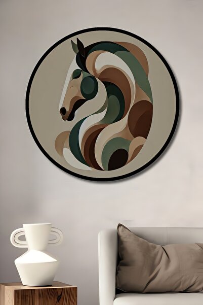 Teona Ahşap Modern Geometrik At Ahşap Dekoratif Yuvarlak Salon/Ofis/Ev Çerçev...
