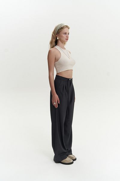 Mai Letizia Belt Detail Anthracite Trousers