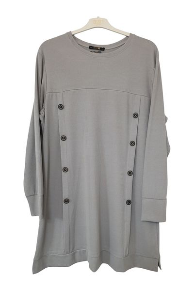 GGMM Large Size Twill Button Detail Tunic Length 90 cm