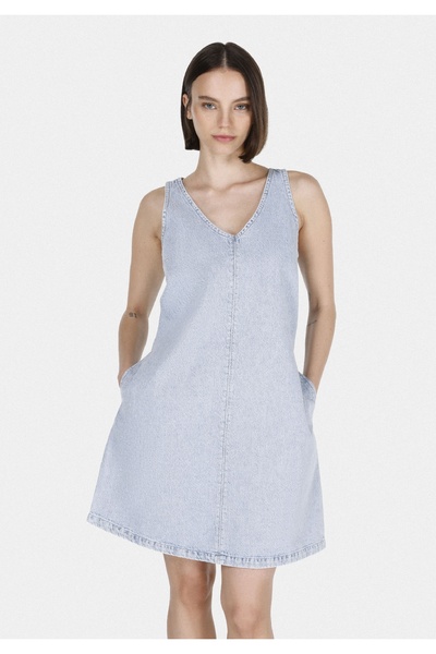 Colin's Синя рокля без ръкави с нормална кройка