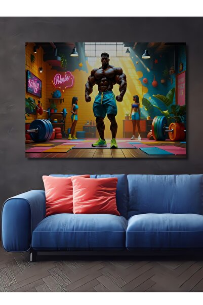 Teona Ahşap Kaslı Adam ve Fitness Salonu Modern Sanat Ahşap Dekoratif Dikdört...