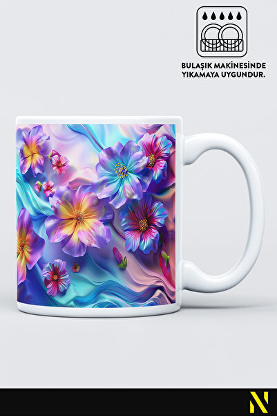 nilizma كوب ملون بنقشة الزهور – كوب سعة 330 مل |   تصميم أنيق ومتين