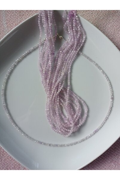 Mudita Tasarım 2 mm faset kesim gerçek doğal Kunzit taşı kolye