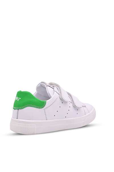 kids A more Papillon Double Velcro Leather Unisex Children's Shoes White-green