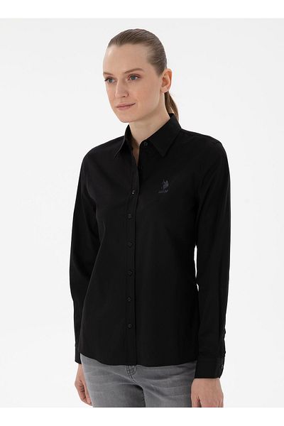U.S. Polo Assn. SUA Polo Assn. Cămașă Slim Fit Guler Cămașă Neagră Femei SALY025Y