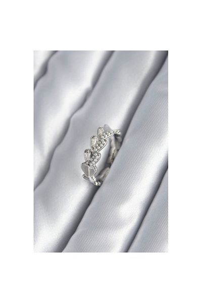 Skygo Brass Silver Color Heart Model Pearl Detail Women's Ring - TJ-BYK2982