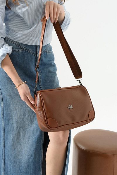 Getcho Dalot Women's Tan Pu Leather Daily Shoulder Bag Large Volume Crossbody Bag with Adjustable Strap