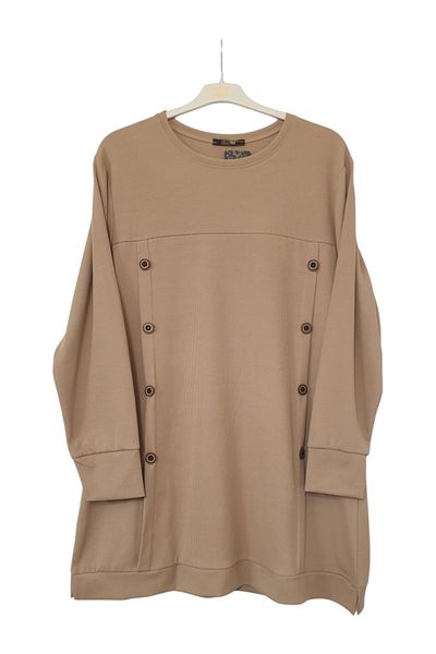 GGMM Large Size Twill Button Detail Tunic Length 90 cm
