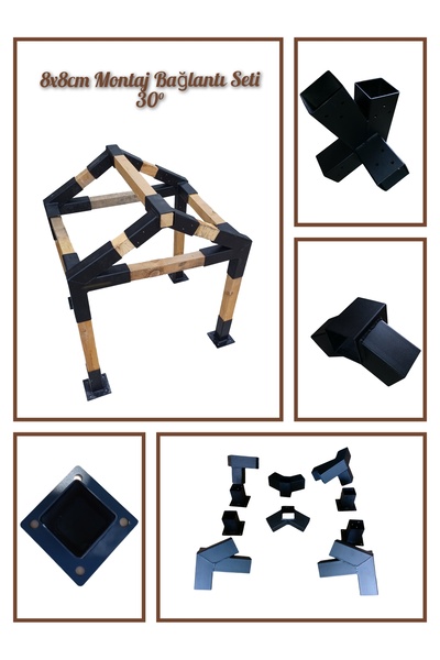 Home MRC Bahçe Evi Kulübe Pergola Çardak Çadır 8x8cm Montaj Aparatı Seti Demi...