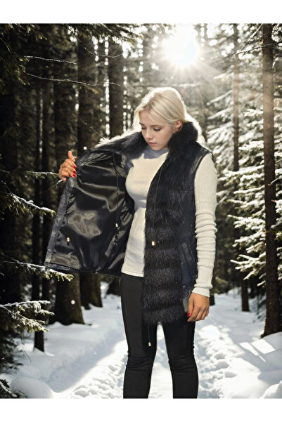 velmorafashion Velmora Premium kışlık Kolsuz Fermuarlı Yelek - Lacivert -