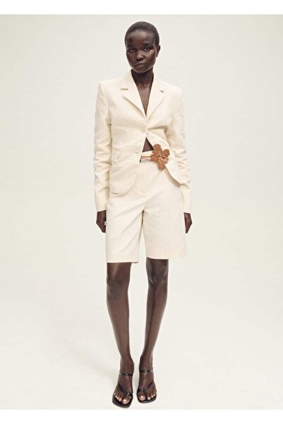 MANGO Woman Cotton and Linen Blend Blazer Jacket