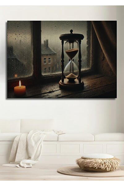 Teona Ahşap Yağmur Penceresi Kum Saati Nostaljik Ahşap Dekoratif Dikdörtgen S...