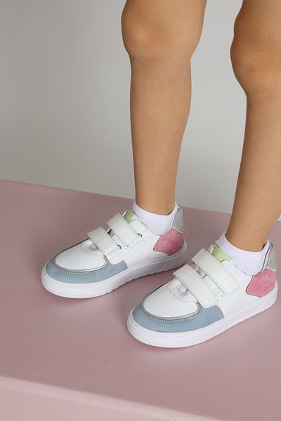 kids A more Dívčí boty Daisy Double Velcro Leather Light Blue