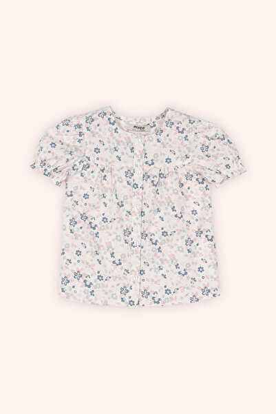 Panço Kız Bebek Çiçek Desenli Beyaz Bluz
