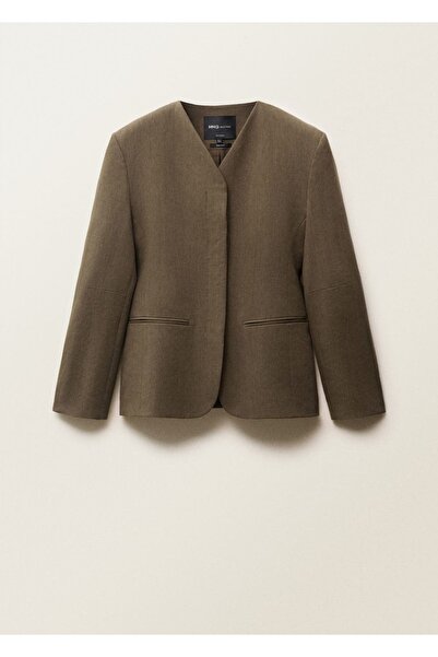 MANGO Woman Dikişsiz keten blazer ceket