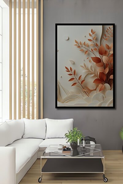 Teona Ahşap Minimalist Yapraklar Ahşap Dekoratif Dikdörtgen Salon/Ofis/Ev/Mut...