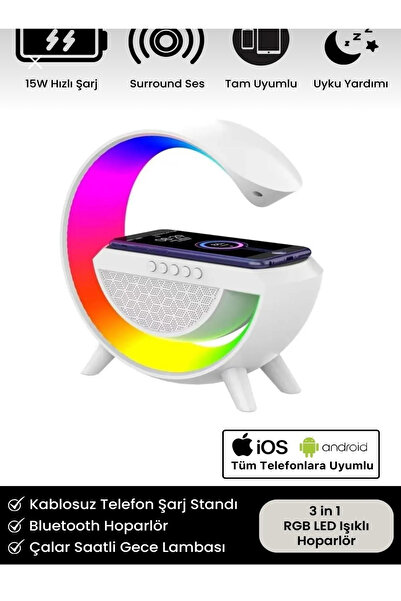 Genel Markalar Bt 2301 Torled Kablosuz Masaüstü Hoparlörü Şarj Standı Çalar Saat Radyo Alarm G Şekil Müzik Makinesi