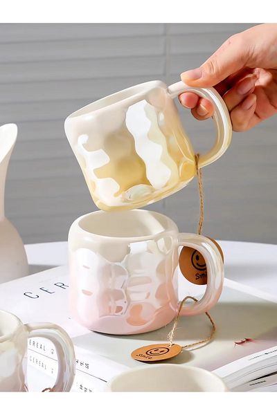 MUKKO HOME 400 ml Elegant Glossy Porcelain Mug Pearlescent Stylish Design, Daily Use and Special Gift Option