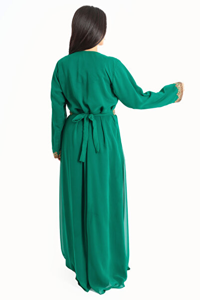 IKKXA Crystal Craft Threadwork Green Kaftan IKW9876