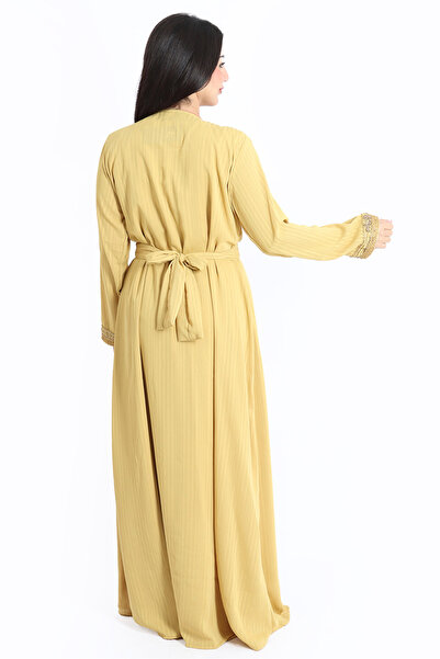 IKKXA Handcrafted Embellished Yellow Kaftan IKW1090