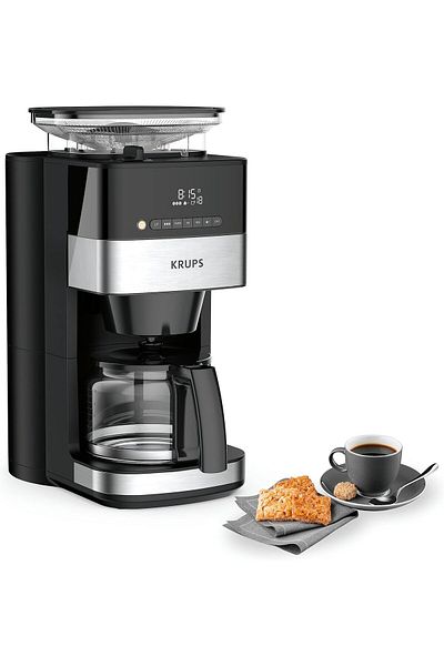 Krups Km8328 Grind Aroma Filter Coffee Maker, 1.25L, 180g Grinder, 15 Cup Capacity, 3 Grind Levels