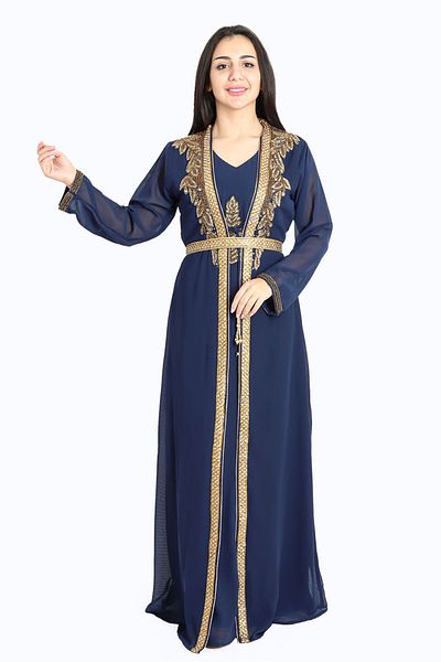 IKKXA Crystal Bliss Handcrafted Blue Kaftan IKW9857