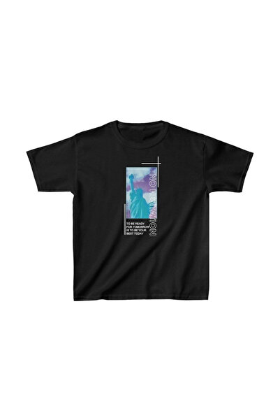 ERTAŞ TREND STORE Kids Unisex Printed T-Shirt - Black