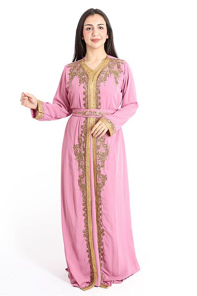 IKKXA Handcrafted Embellished Pink Kaftan IKW1090