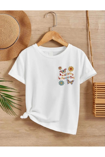 velmorafashion Velmora Premium Girls' Crew Neck Printed T-Shirt - White