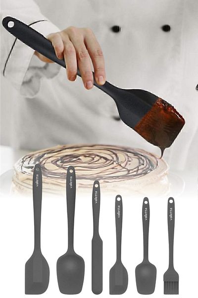 omilife Set of 6 Fireproof Non-Stick Kitchen Cake Silicone Egg Brush Spoon Knife Spatula Set