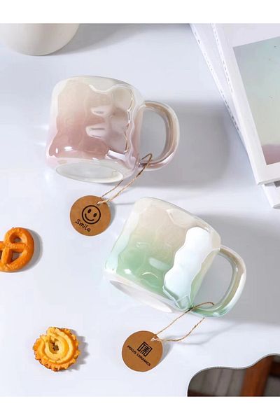 MUKKO HOME 400 ml Elegant Glossy Porcelain Mug Pearlescent Stylish Design, Daily Use and Special Gift Option