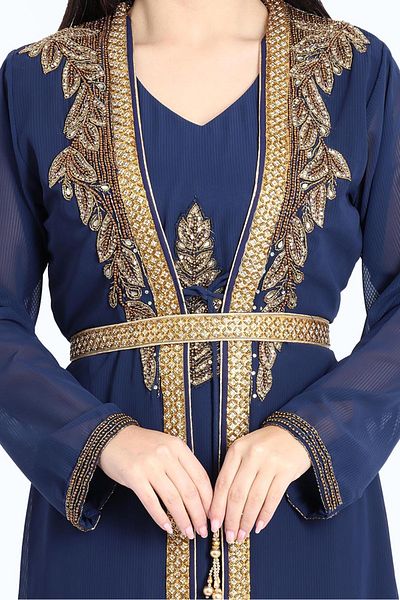 IKKXA Crystal Bliss Handcrafted Blue Kaftan IKW9857