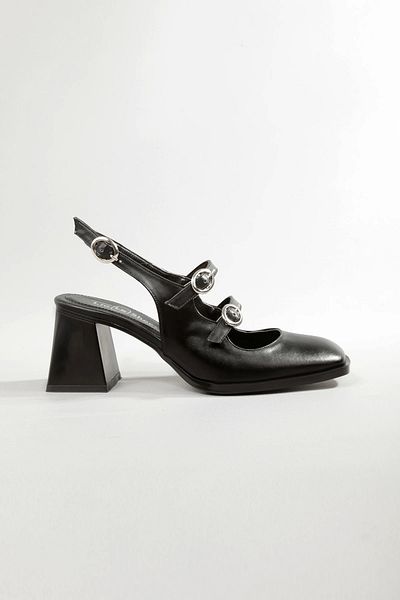 Lio Shoes Pantofi cu toc negru pentru femei, cu vârf pătrat, talpă TPU KSYHC103