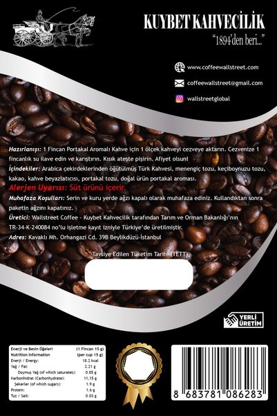 KUYBET KAHVECİLİK Turkish Coffee with Orange 200 Gr